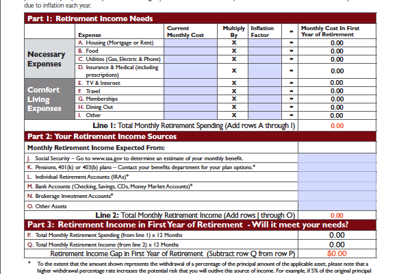 Retirement Income form