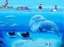 Dophins close up of mural